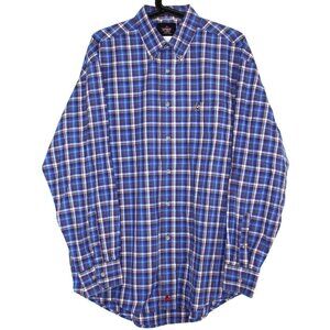 PBR Mens Large Professional Bull Riding Plaid Button Up Shirt H872